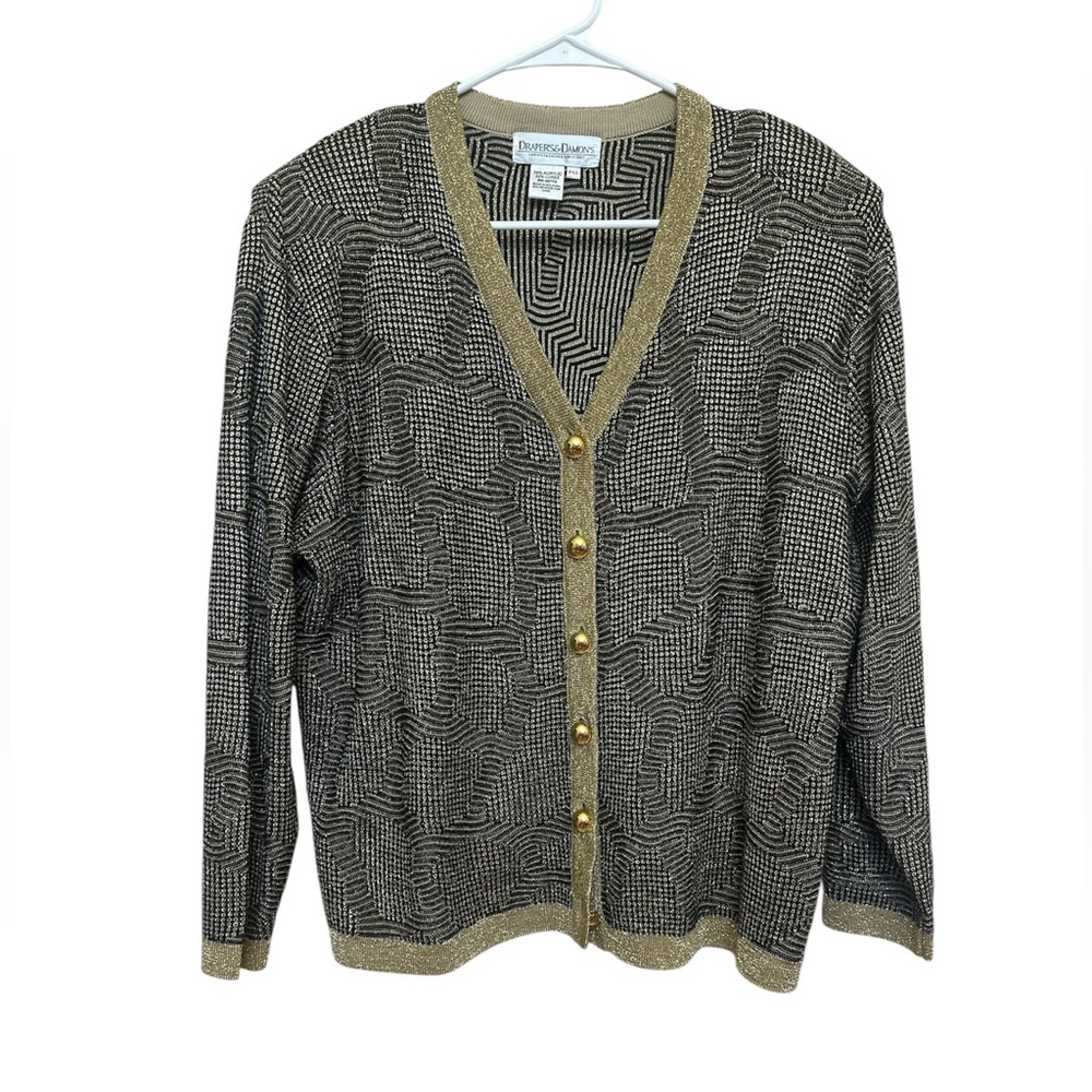 Vintage Draper’s & Diamond’s Gold and Black Sweater Textured Knit Size PXL